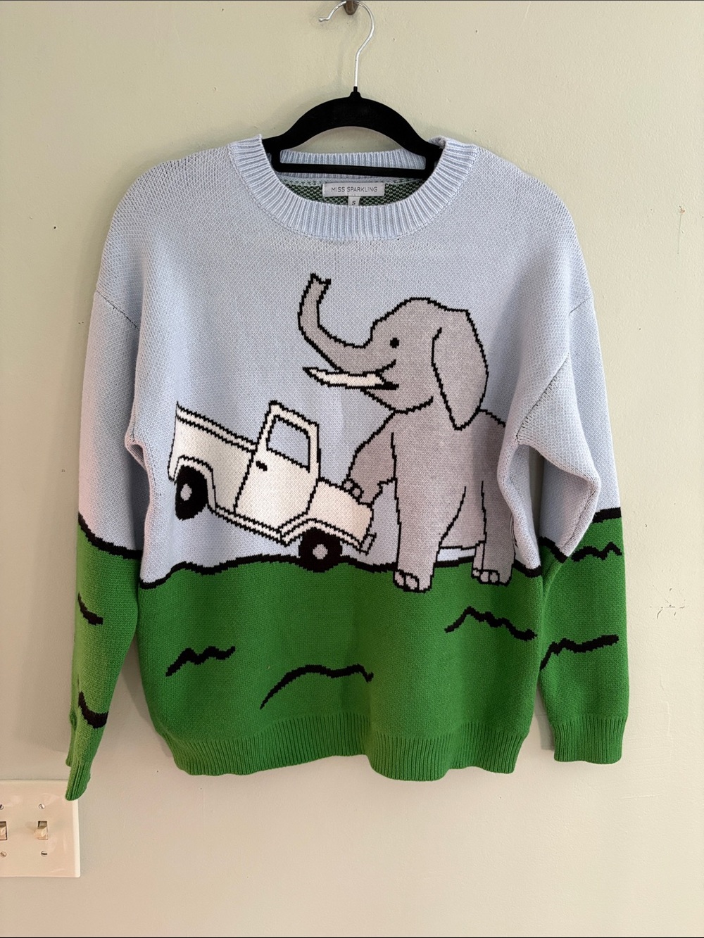 Miss sparkling safari graphic sweater S NWOT